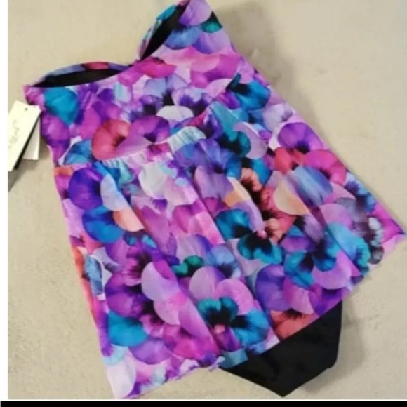 Gottex One Piece Multicolor Floral Flyaway Bandeau Style one piece Swimsuit sz 8 - Picture 3 of 10